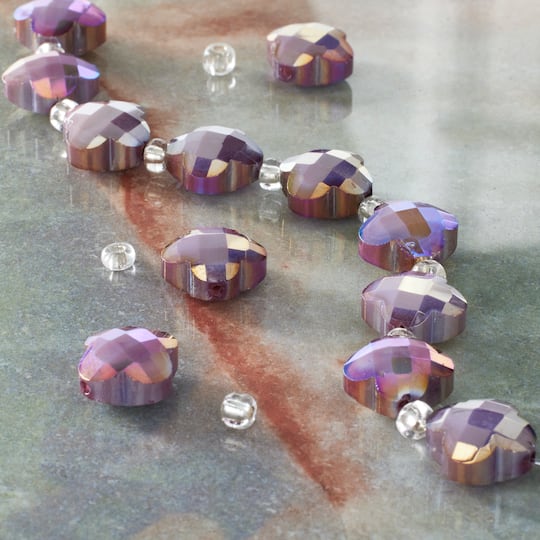 Purple Glass Faceted Cross Beads, 12mm by Bead Landing™